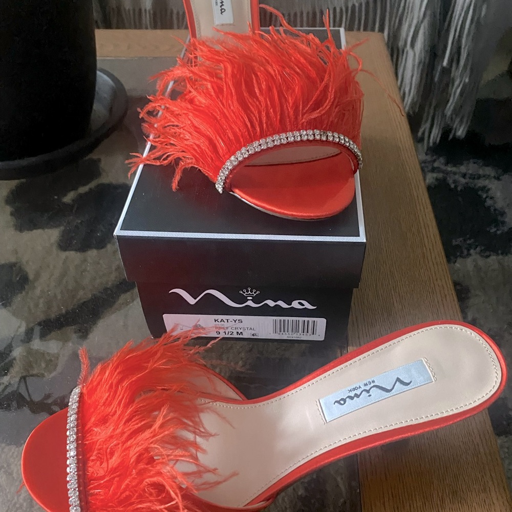 Nina Feather Embellished Sandal - 'Reef Crystal'